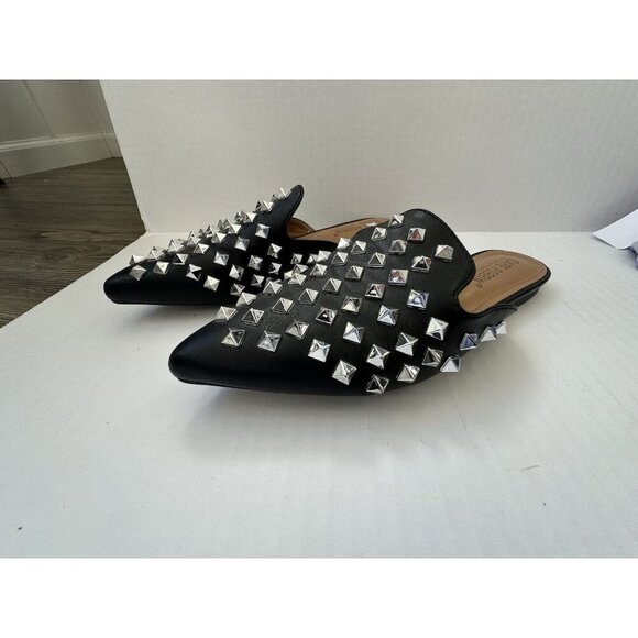 Cape Robbin Enny Silver Studded Mules Black Women SZ 6.5 - Picture 2 of 4